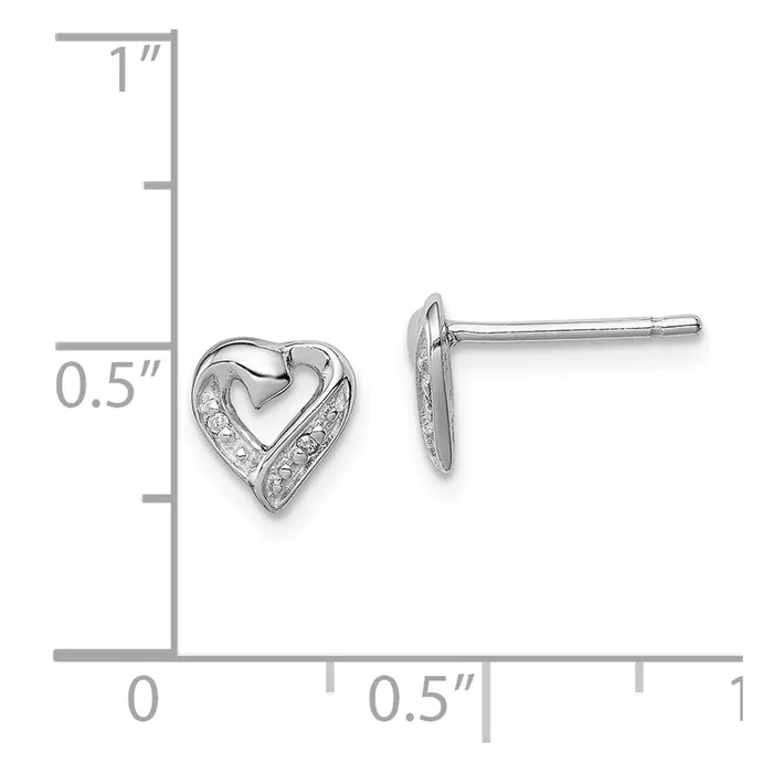 Goldia Earrings Sterling Silver Rhodium Diamond Heart Post Earrings
