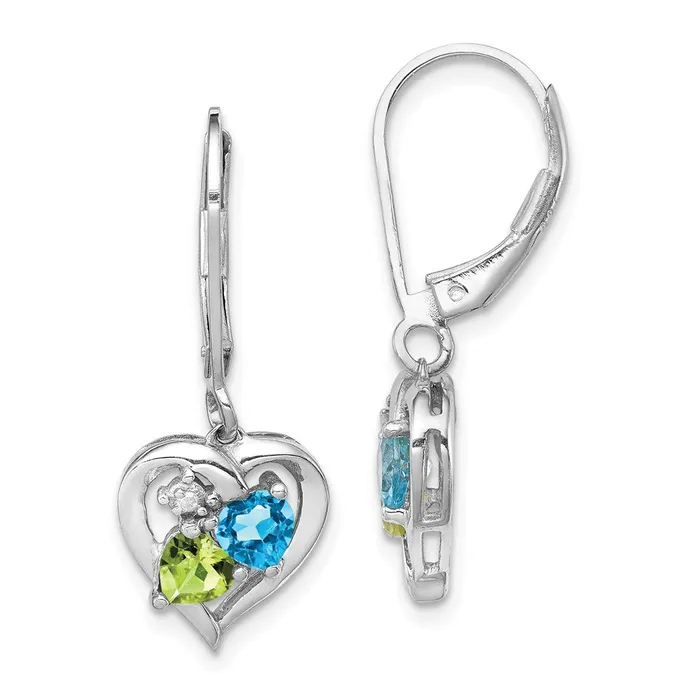 Goldia Earrings Sterling Silver Rhodiumplated Blue Topaz Peridot Diamond Earrings Goldia Earrings Sterling Silver Rhodiumplated Blue Topaz Peridot Diamond Earrings
