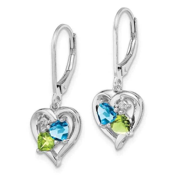 Goldia Earrings Sterling Silver Rhodiumplated Blue Topaz Peridot Diamond Earrings