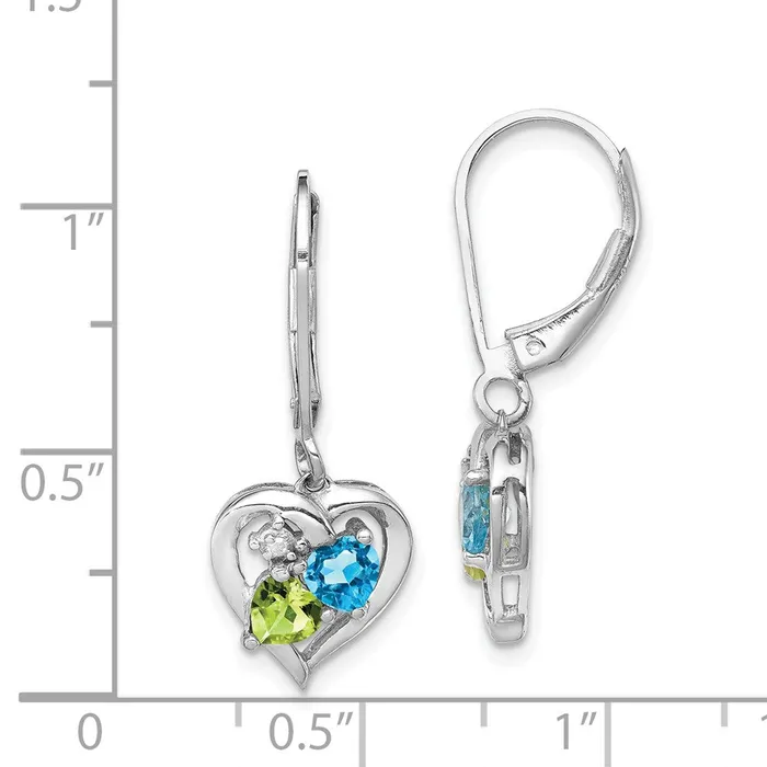 Goldia Earrings Sterling Silver Rhodiumplated Blue Topaz Peridot Diamond Earrings