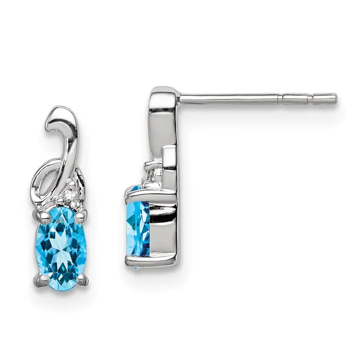 Goldia Earrings Sterling Silver Rhodium Plated Diamond Sky Blue Topaz Oval Post Earrings Goldia Earrings Sterling Silver Rhodium Plated Diamond Sky Blue Topaz Oval Post Earrings