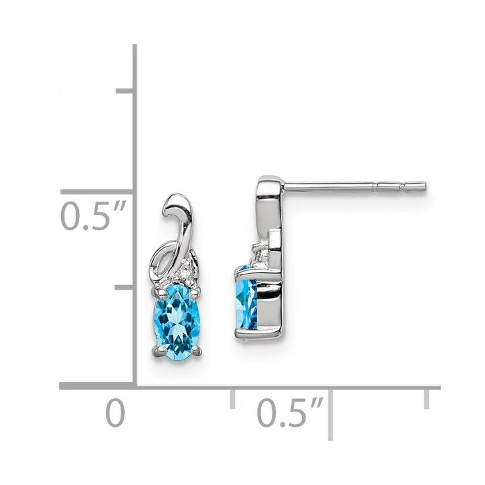 Goldia Earrings Sterling Silver Rhodium Plated Diamond Sky Blue Topaz Oval Post Earrings