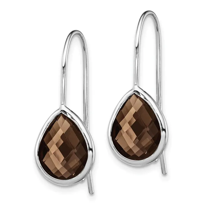 Goldia Earrings Sterling Silver Rhodium Plated Smoky Quartz Teardrop Earrings