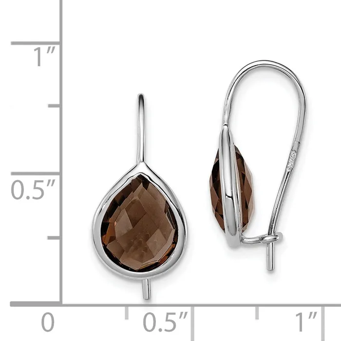 Goldia Earrings Sterling Silver Rhodium Plated Smoky Quartz Teardrop Earrings
