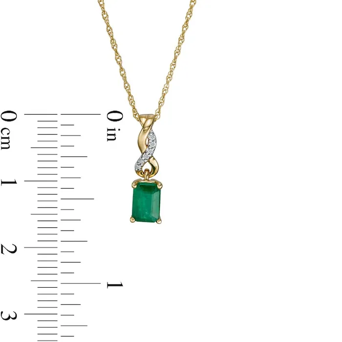 Goldia EmeraldCut Emerald and Natural Diamond Accent Twist Drop Pendant in 14K Gold Earrings Goldia EmeraldCut Emerald and Natural Diamond Accent Twist Drop Pendant in 14K Gold Earrings