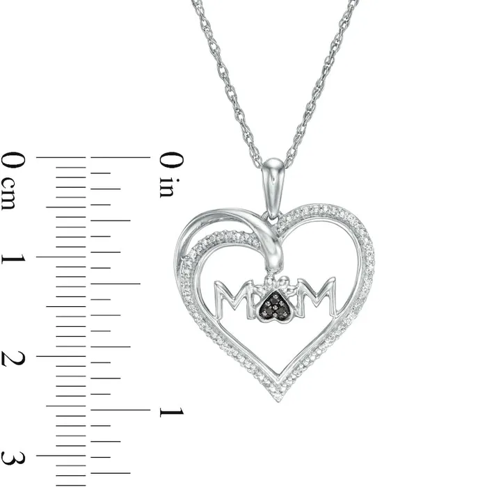 Goldia Necklaces 005 CT TW Enhanced Black and White Natural Diamond Heart MOM Pendant in Sterling Silver Goldia Necklaces 005 CT TW Enhanced Black and White Natural Diamond Heart MOM Pendant in Sterling Silver