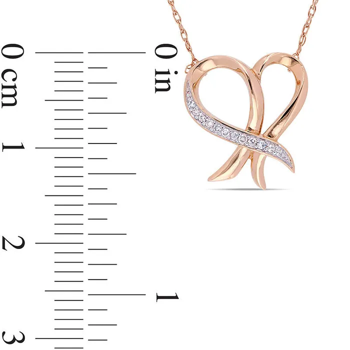 Goldia Necklaces 005 CT TW Natural Diamond Outline Ribbon Heart Necklace in 10K Rose Gold 17 Goldia Necklaces 005 CT TW Natural Diamond Outline Ribbon Heart Necklace in 10K Rose Gold 17