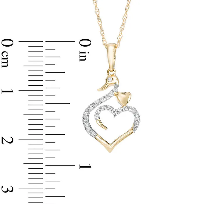 Goldia Necklaces 01 CT TW Natural Diamond Swan Heart Pendant in 10K Yellow Gold Goldia Necklaces 01 CT TW Natural Diamond Swan Heart Pendant in 10K Yellow Gold