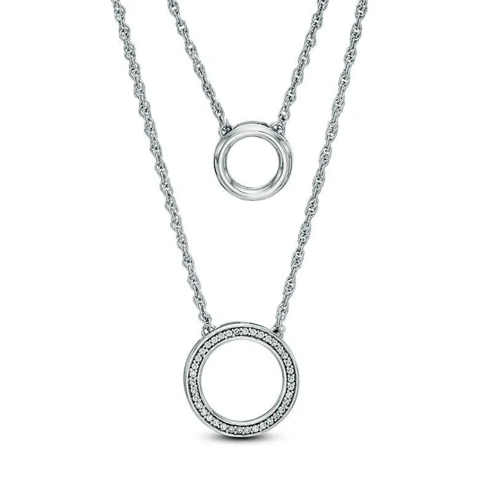 Goldia Necklaces 01 CT TW Natural Diamond Two Circle Double Strand Necklace in Sterling Silver 20 Goldia Necklaces 01 CT TW Natural Diamond Two Circle Double Strand Necklace in Sterling Silver 20