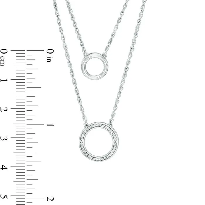 Goldia Necklaces 01 CT TW Natural Diamond Two Circle Double Strand Necklace in Sterling Silver 20 Goldia Necklaces 01 CT TW Natural Diamond Two Circle Double Strand Necklace in Sterling Silver 20