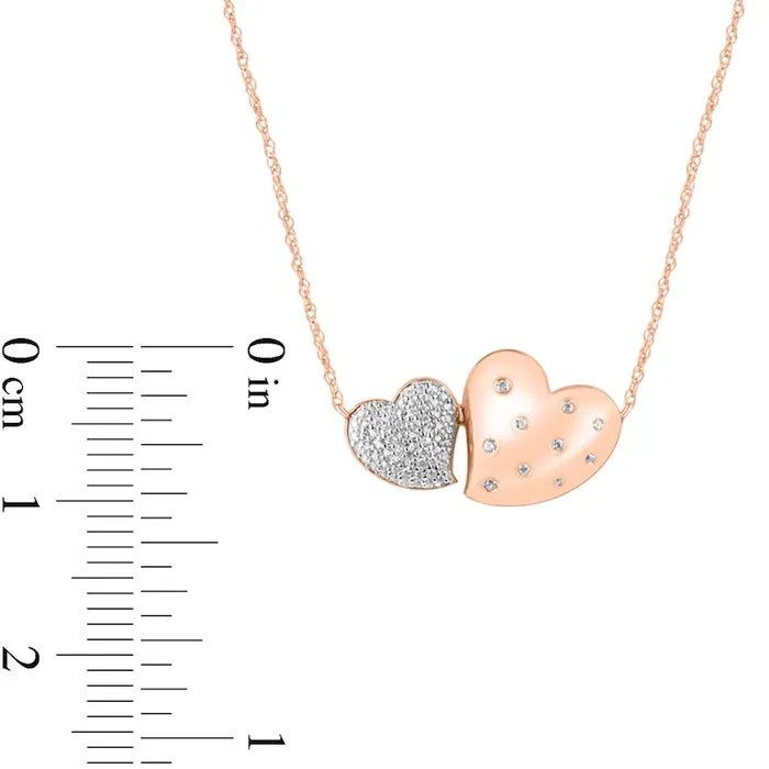 Goldia Necklaces 017 CT TW Composite Natural Diamond Double Heart Necklace in 10K Rose Gold Goldia Necklaces 017 CT TW Composite Natural Diamond Double Heart Necklace in 10K Rose Gold