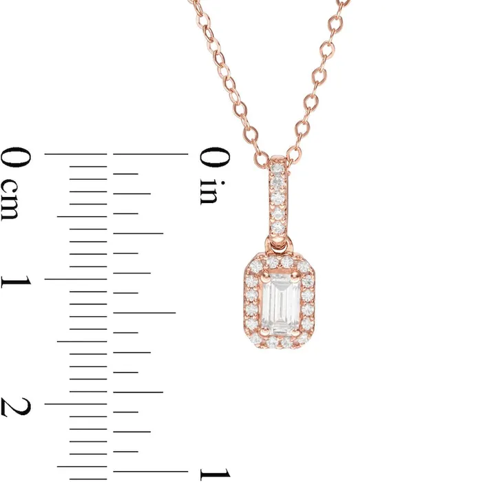 Goldia Necklaces 05 CT TW EmeraldCut Natural Diamond Frame Pendant in 14K Rose Gold Goldia Necklaces 05 CT TW EmeraldCut Natural Diamond Frame Pendant in 14K Rose Gold