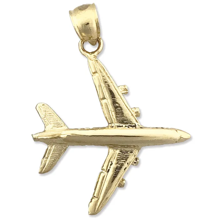 Goldia Necklaces 14K Gold 3D Four Engine Airplane Pendant