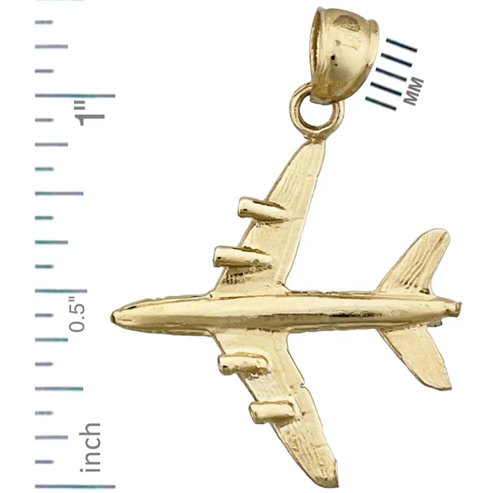 Goldia Necklaces 14K Gold 3D Four Engine Airplane Pendant