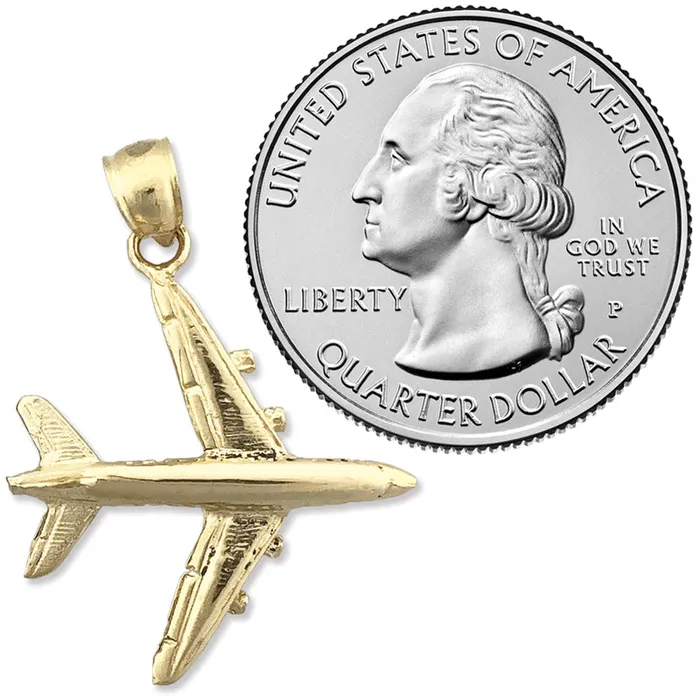 Goldia Necklaces 14K Gold 3D Four Engine Airplane Pendant