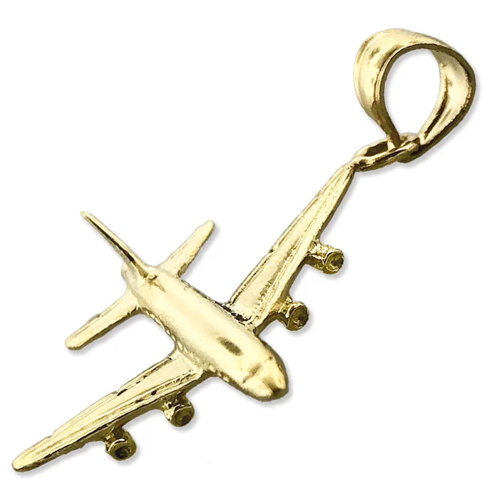 Goldia Necklaces 14K Gold 3D Four Engine Airplane Pendant