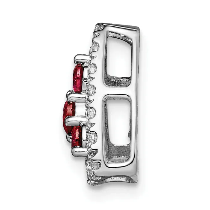 Goldia Necklaces 14k White Gold 12 Ct Lab Grown Diamond VSSI G and Lab Created Ruby Triangle Chain Slide Pendant