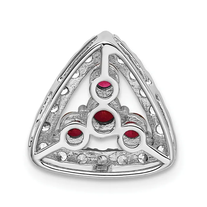 Goldia Necklaces 14k White Gold 12 Ct Lab Grown Diamond VSSI G and Lab Created Ruby Triangle Chain Slide Pendant