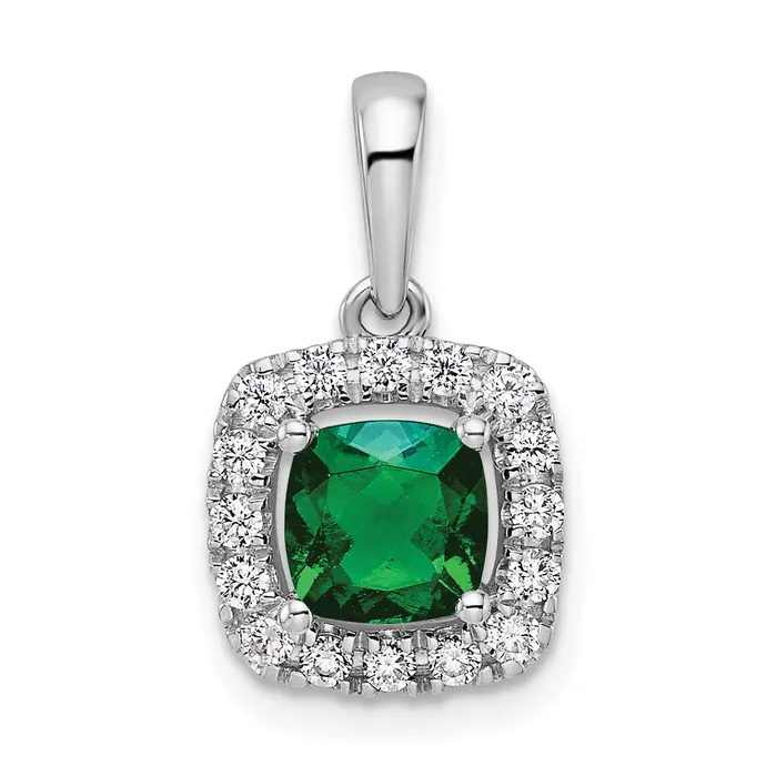 Goldia Necklaces 14k White Gold 14 Ct Lab Grown Diamond VSSI G May Birthstone Lab Created Emerald Halo Pendant Goldia Necklaces 14k White Gold 14 Ct Lab Grown Diamond VSSI G May Birthstone Lab Created Emerald Halo Pendant