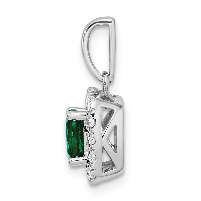 Goldia Necklaces 14k White Gold 14 Ct Lab Grown Diamond VSSI G May Birthstone Lab Created Emerald Halo Pendant