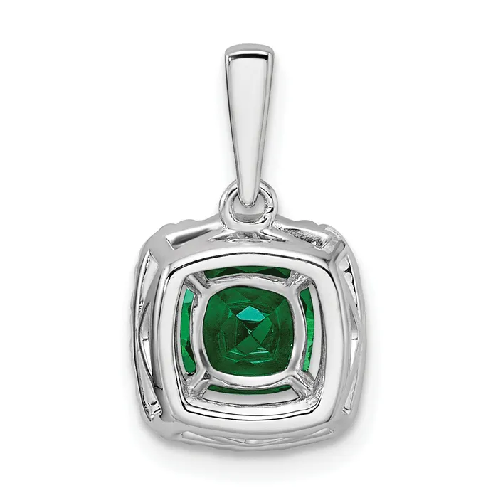 Goldia Necklaces 14k White Gold 14 Ct Lab Grown Diamond VSSI G May Birthstone Lab Created Emerald Halo Pendant