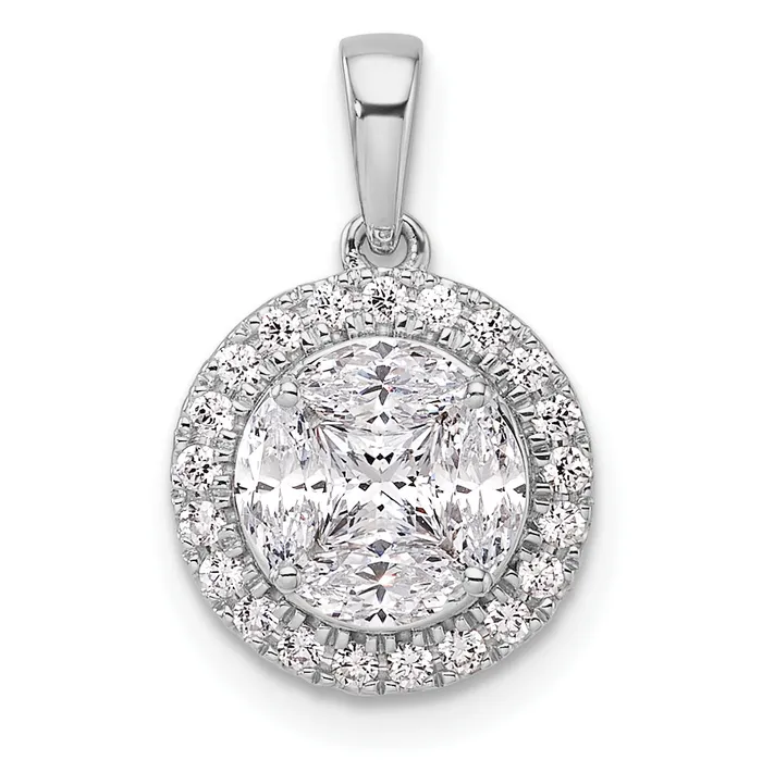 Goldia Necklaces 14k White Gold 1 Ct Lab Grown Diamond VSSI G Round and Marquise Halo Pendant Goldia Necklaces 14k White Gold 1 Ct Lab Grown Diamond VSSI G Round and Marquise Halo Pendant