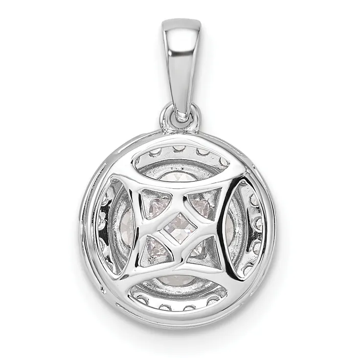 Goldia Necklaces 14k White Gold 1 Ct Lab Grown Diamond VSSI G Round and Marquise Halo Pendant
