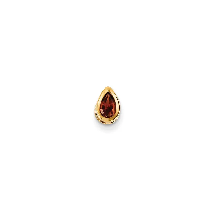 Goldia Necklaces 14K Yellow Gold 6x4mm Pear Garnet Checker bezel pendant