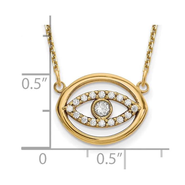 Goldia Necklaces 14K Yellow Gold Medium Real Diamond Gold Halo Evil Eye Necklace