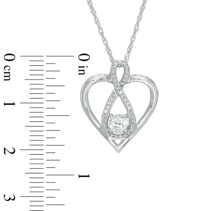 Goldia Necklaces 40mm LabCreated White Sapphire and Diamond Accent Infinity Heart with MOM Pendant in Sterling Silver Goldia Necklaces 40mm LabCreated White Sapphire and Diamond Accent Infinity Heart with MOM Pendant in Sterling Silver