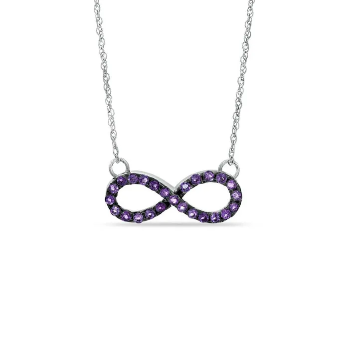 Goldia Necklaces Amethyst Sideways Infinity Necklace in Sterling Silver