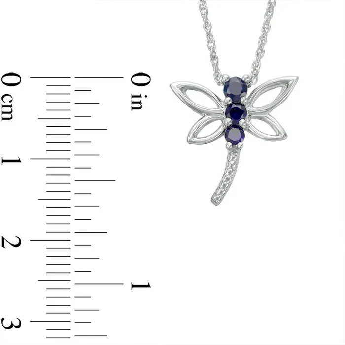 Goldia Necklaces LabCreated Blue Sapphire Beaded Dragonfly Pendant in Sterling Silver Goldia Necklaces LabCreated Blue Sapphire Beaded Dragonfly Pendant in Sterling Silver