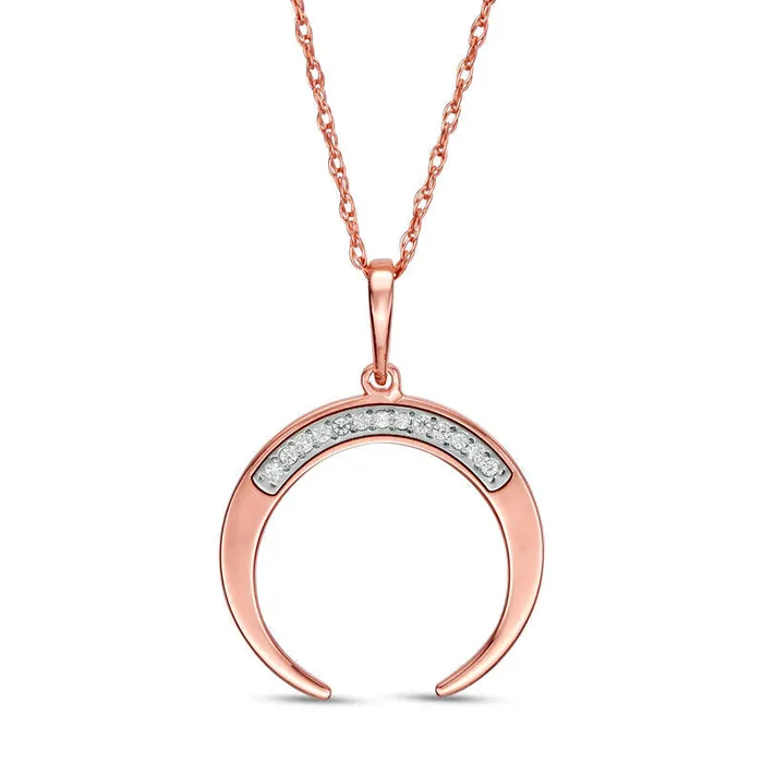 Goldia Necklaces Natural Diamond Accent LaserCut Crescent Moon Pendant in 10K Rose Gold Goldia Necklaces Natural Diamond Accent LaserCut Crescent Moon Pendant in 10K Rose Gold