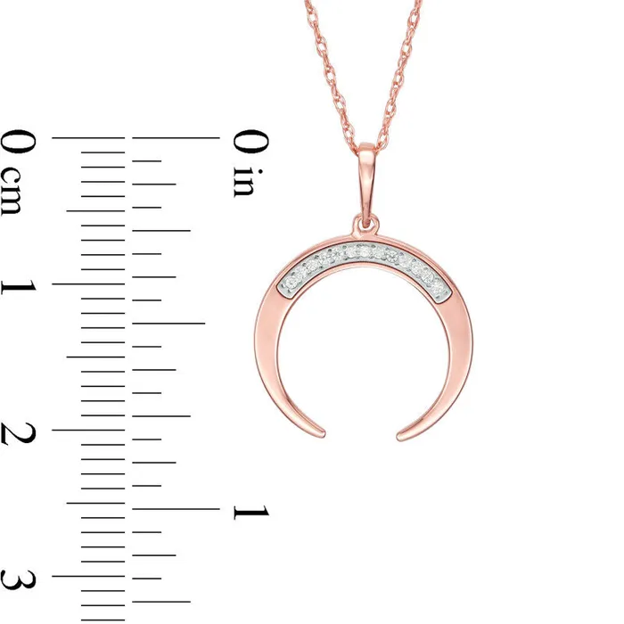 Goldia Necklaces Natural Diamond Accent LaserCut Crescent Moon Pendant in 10K Rose Gold Goldia Necklaces Natural Diamond Accent LaserCut Crescent Moon Pendant in 10K Rose Gold