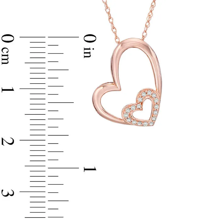 Goldia Necklaces Natural Diamond Accent Tilted Double Heart Pendant in 10K Rose Gold Goldia Necklaces Natural Diamond Accent Tilted Double Heart Pendant in 10K Rose Gold