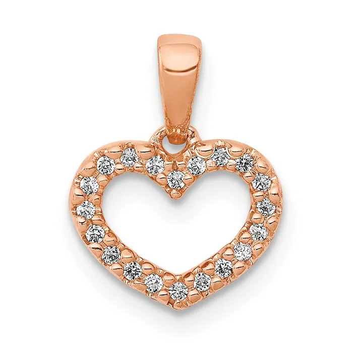 Goldia Necklaces Solid 14k Rose Gold 03ct Simulated CZ Heart Pendant