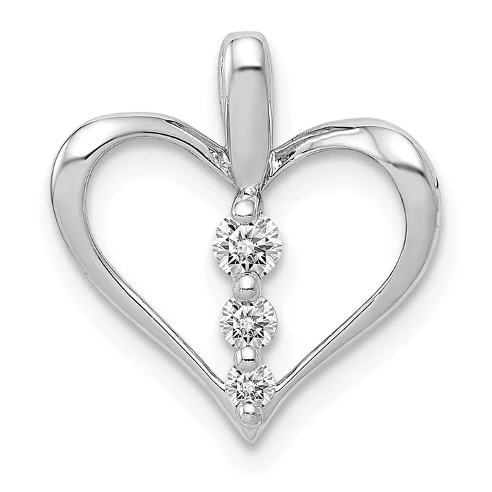 Goldia Necklaces Solid 14k White Gold 110ct Simulated CZ 3stone Heart Pendant Goldia Necklaces Solid 14k White Gold 110ct Simulated CZ 3stone Heart Pendant