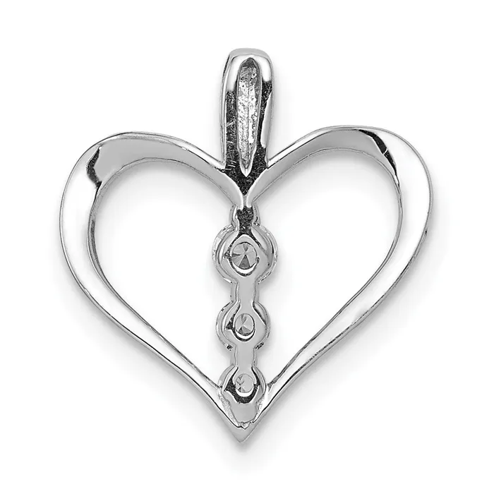 Goldia Necklaces Solid 14k White Gold 110ct Simulated CZ 3stone Heart Pendant