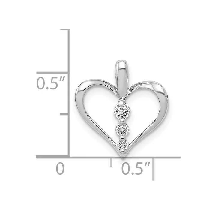 Goldia Necklaces Solid 14k White Gold 110ct Simulated CZ 3stone Heart Pendant