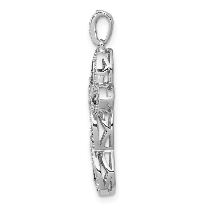 Goldia Necklaces Solid 14k White Gold and BlacK Simulated CZ Cross Pendant