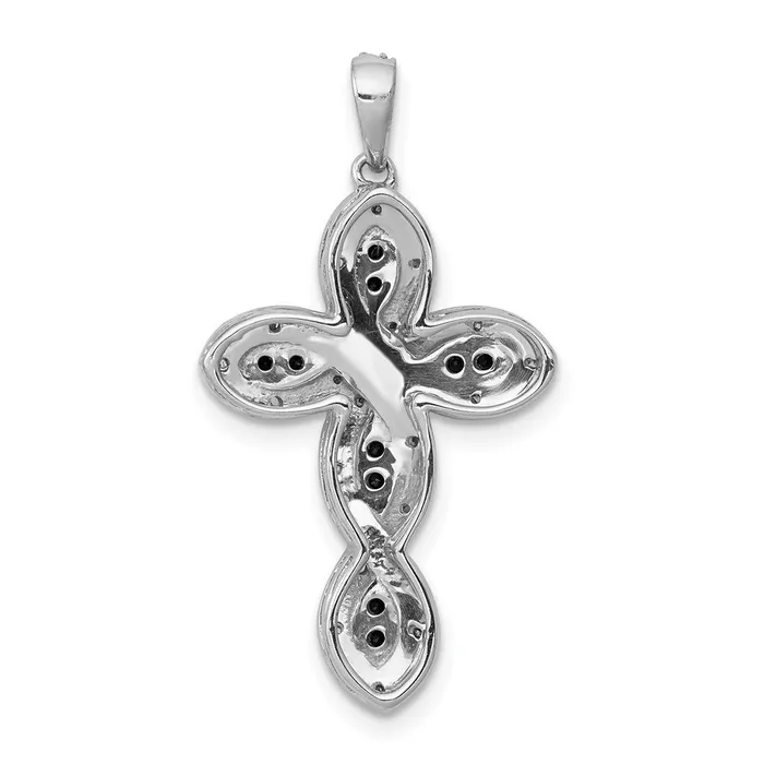 Goldia Necklaces Solid 14k White Gold and BlacK Simulated CZ Cross Pendant