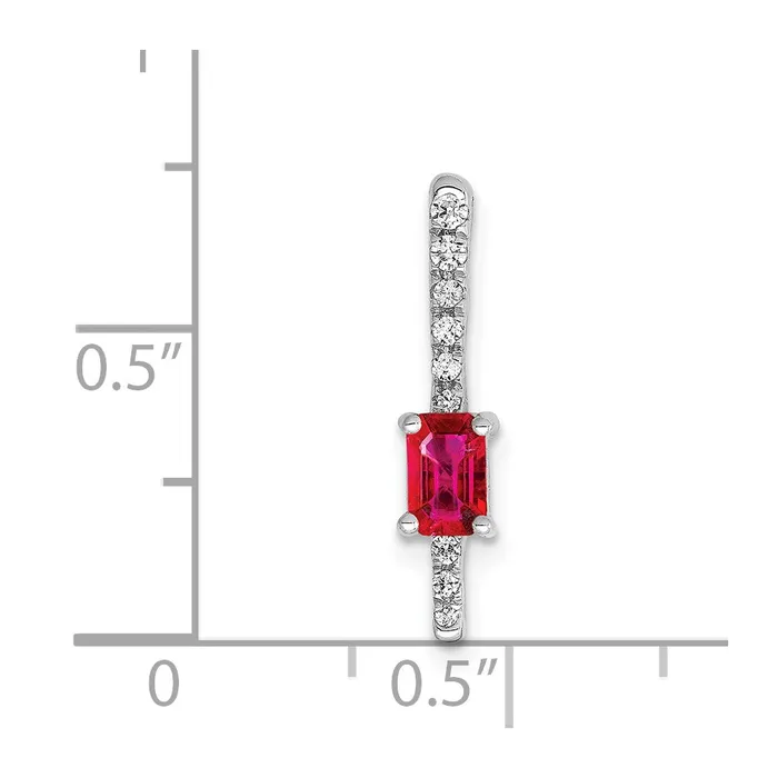 Goldia Necklaces Solid 14k White Gold Simulated CZ and 24 Ruby Fancy Chain Slide