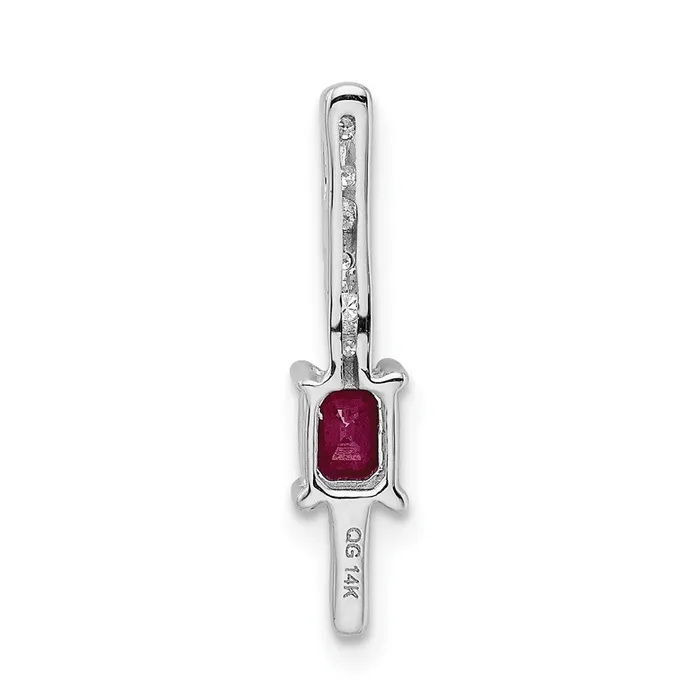 Goldia Necklaces Solid 14k White Gold Simulated CZ and 24 Ruby Fancy Chain Slide