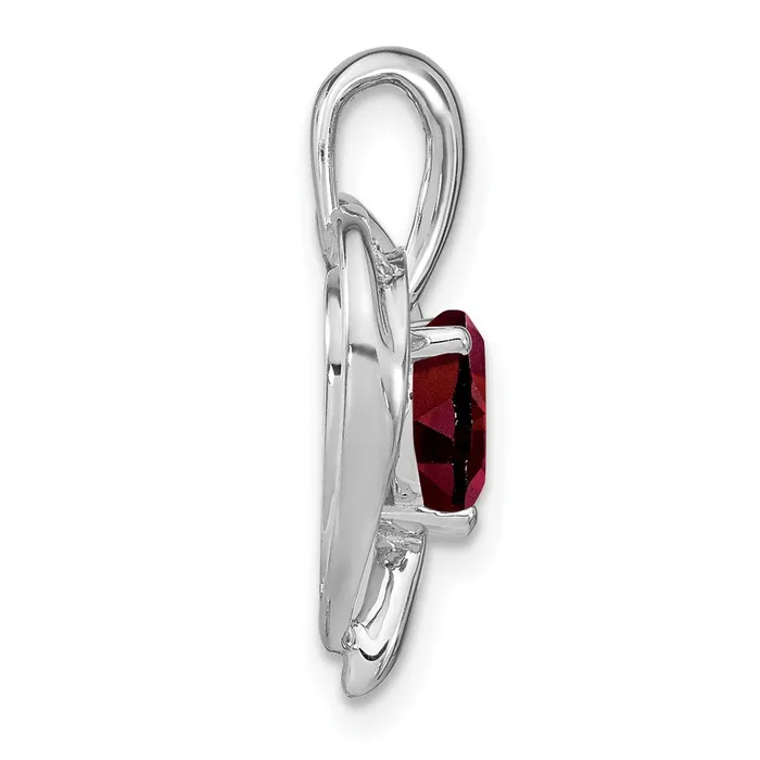 Goldia Necklaces Solid 14k White Gold Simulated Garnet and CZ Heart Pendant