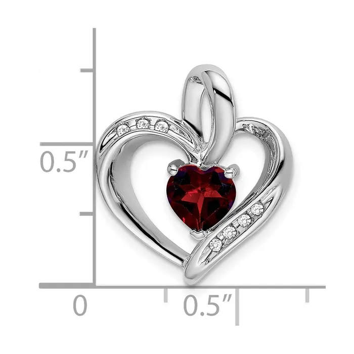 Goldia Necklaces Solid 14k White Gold Simulated Garnet and CZ Heart Pendant