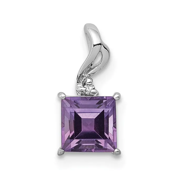 Goldia Necklaces Sterling Silver Rhodium Plated Diamond u0026 Amethyst Square Pendant Goldia Necklaces Sterling Silver Rhodium Plated Diamond u0026 Amethyst Square Pendant