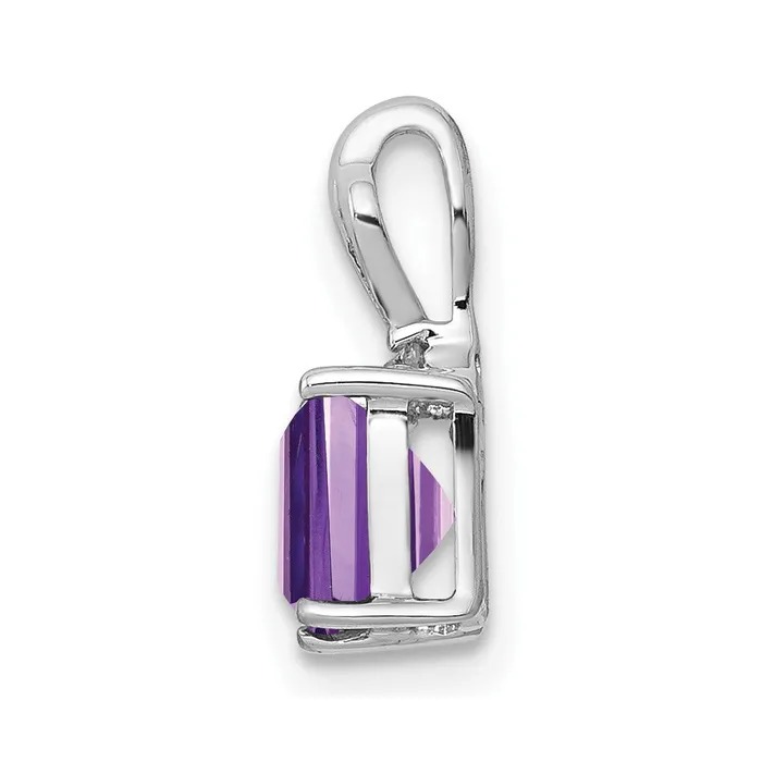 Goldia Necklaces Sterling Silver Rhodium Plated Diamond u0026 Amethyst Square Pendant