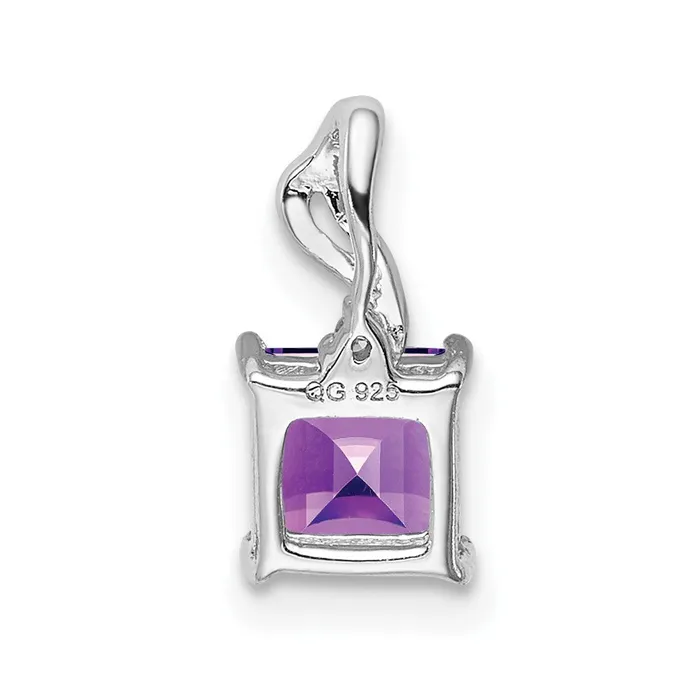 Goldia Necklaces Sterling Silver Rhodium Plated Diamond u0026 Amethyst Square Pendant