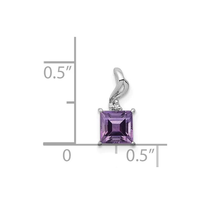 Goldia Necklaces Sterling Silver Rhodium Plated Diamond u0026 Amethyst Square Pendant