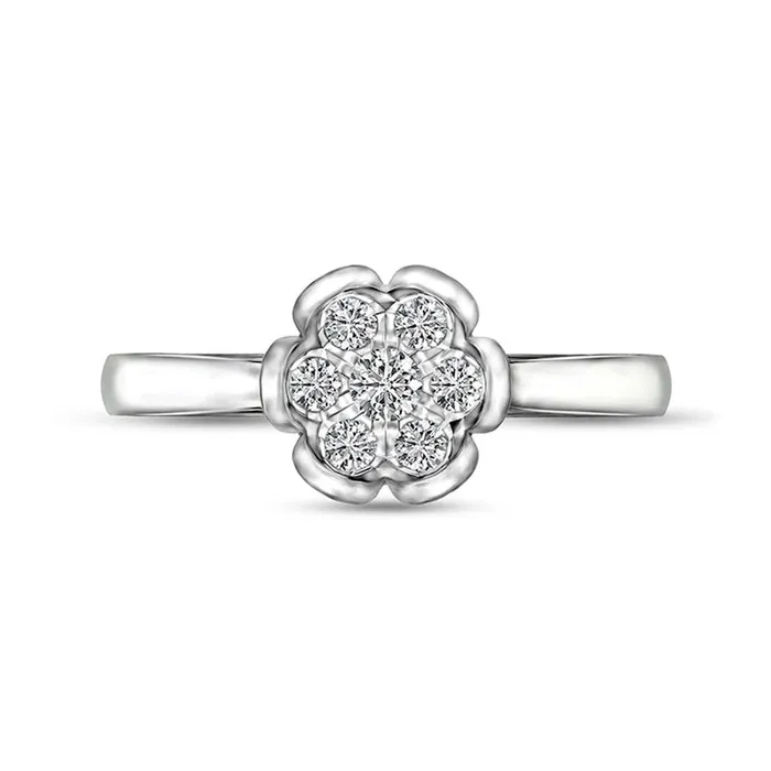 Goldia Rings 013 CT TW Natural Diamond Promise Ring in Solid 10K White Gold